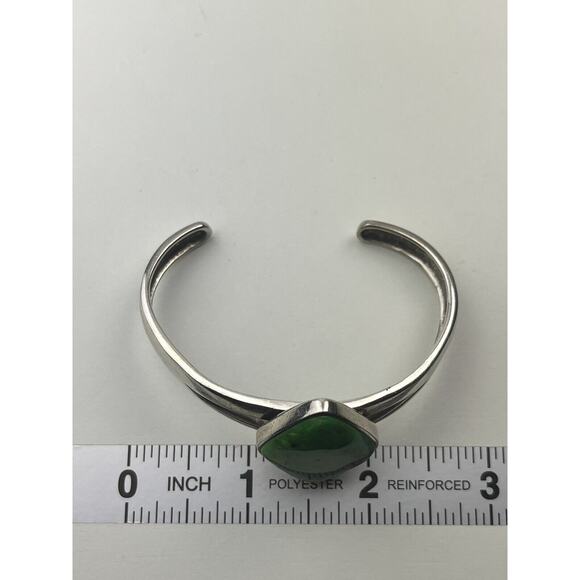 NK Thailand Sterling Silver Cuff Bracelet Green Turquoise Southwest Style - Picture 2 of 7